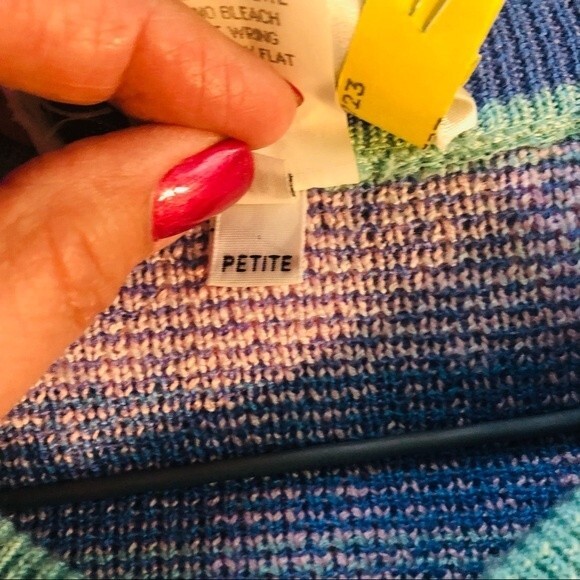 Vintage Castlebrook pastel plaid cardigan sweater, pink, blue, aqua,sz 10 petite - Picture 5 of 9